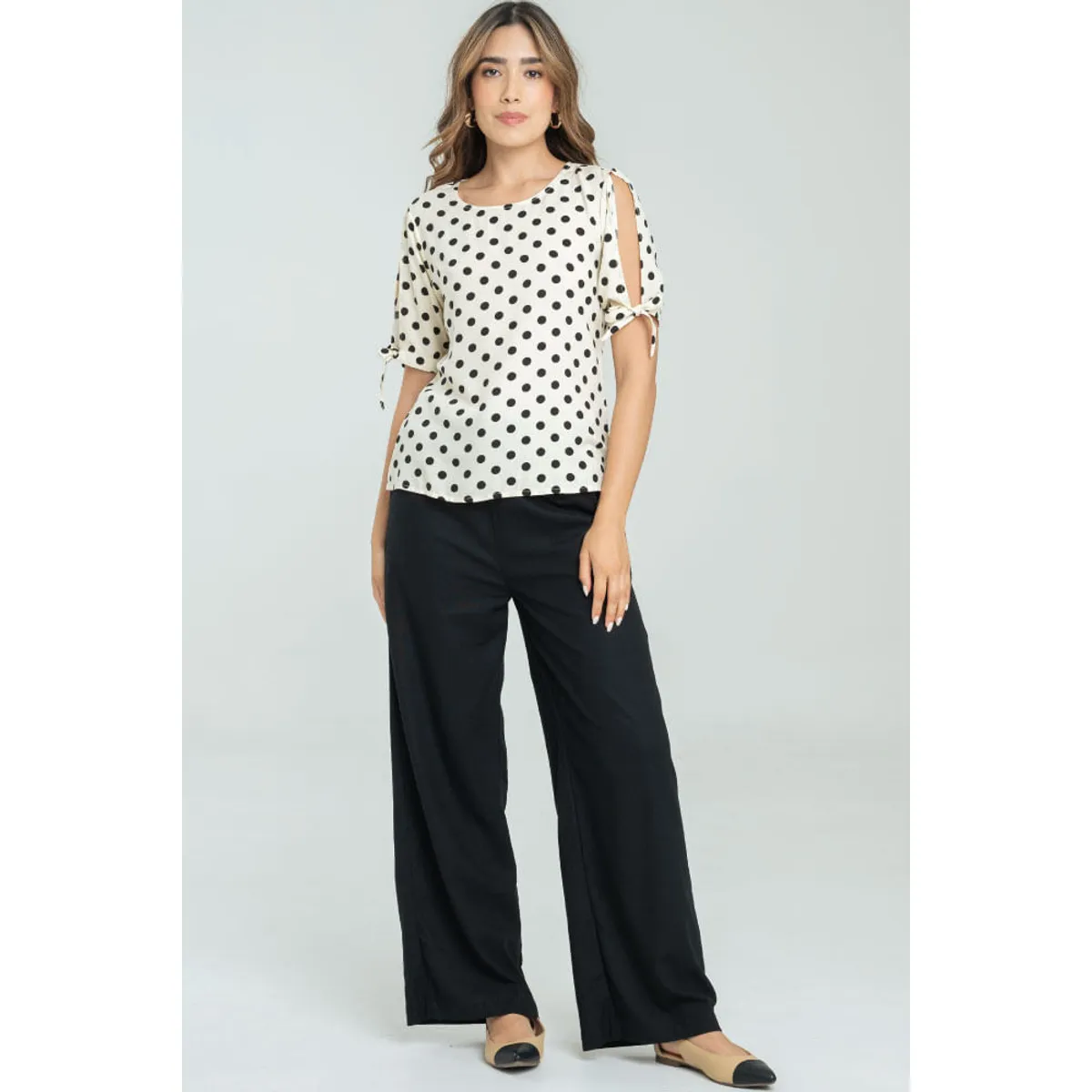 RAGGED - Pantalon ancho lino Negro Ragged.