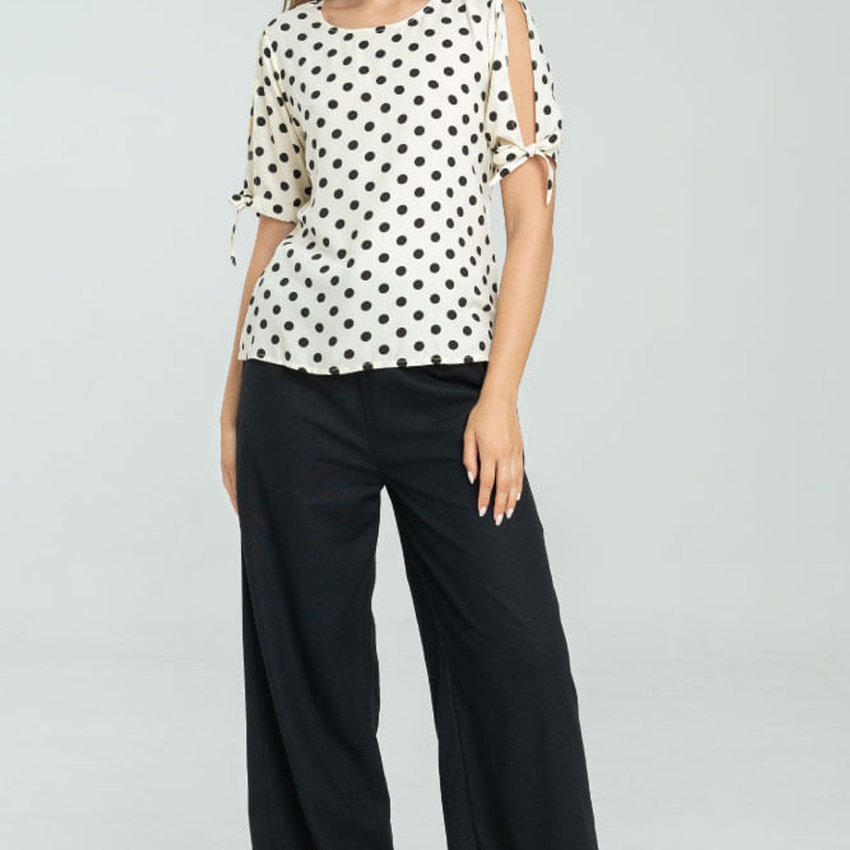 RAGGED - Pantalon ancho lino Negro Ragged.