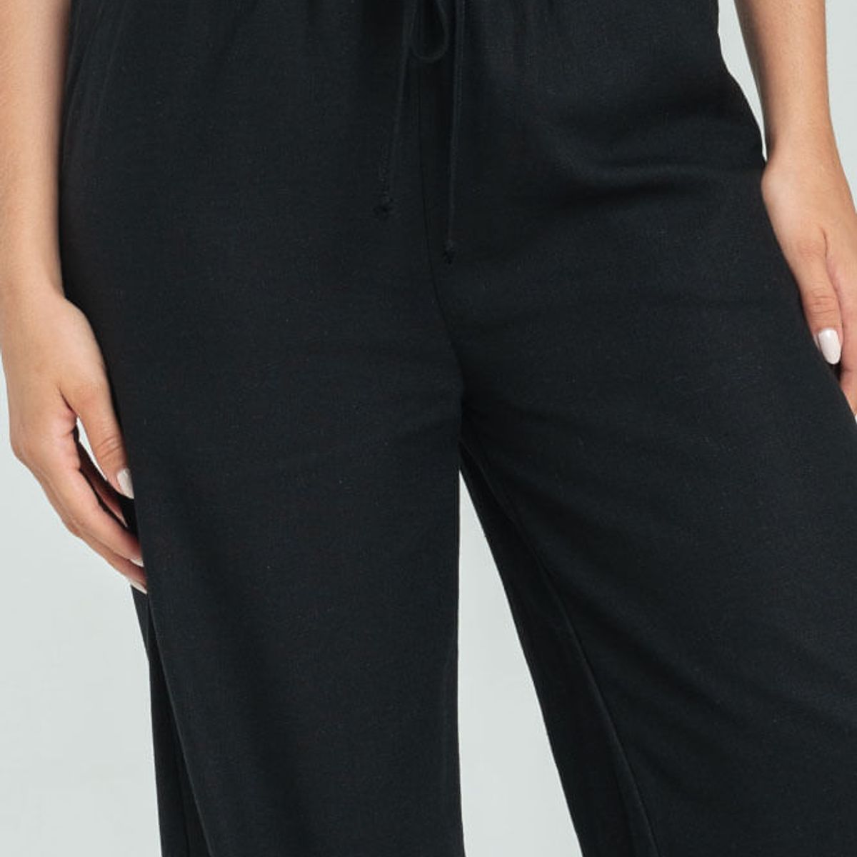 RAGGED - Pantalon ancho lino Negro Ragged.