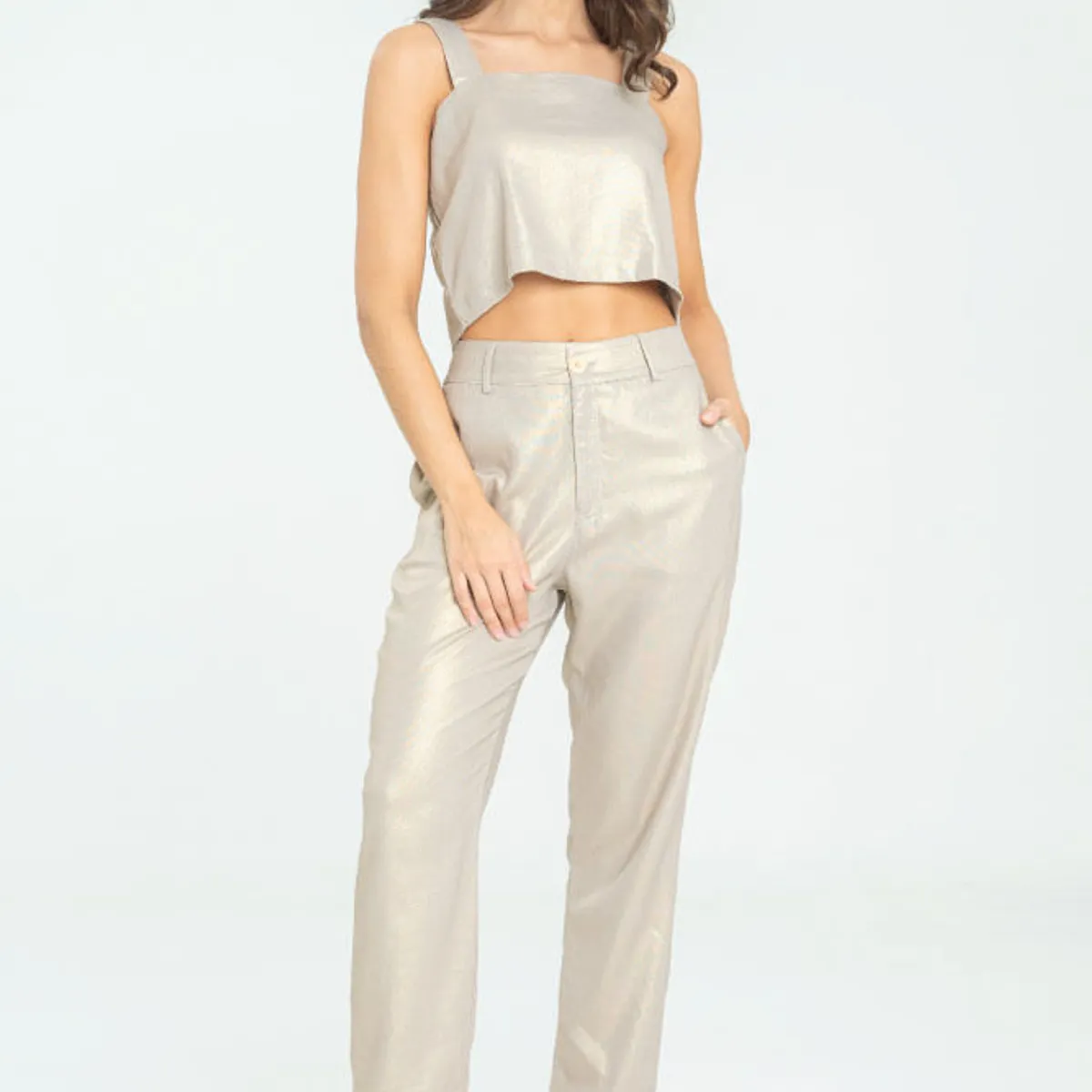 RAGGED - Pantalon lino shine Cafe taupe Ragged.
