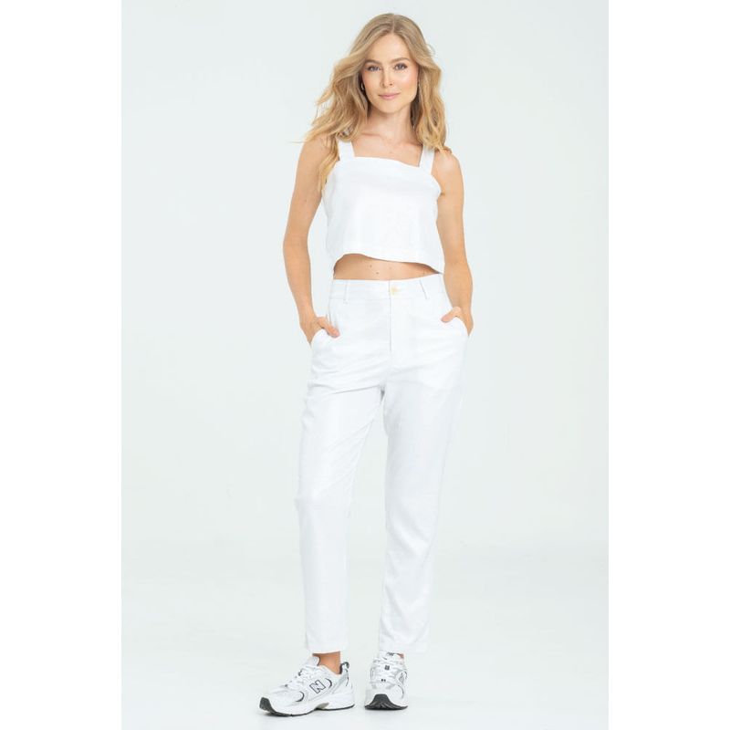 RAGGED - Pantalon lino shine Blanco crudo Ragged