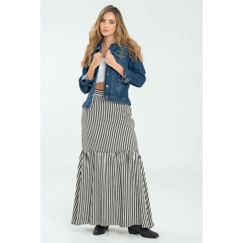 RAGGED - Falda rayas Negro Ragged