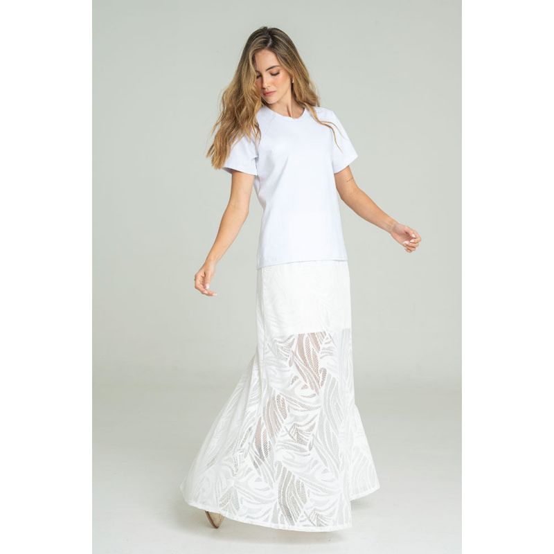 RAGGED - Falda sirena encaje Blanco crudo Ragged