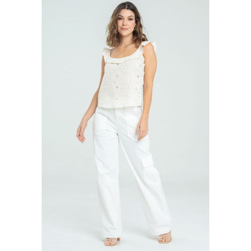 RAGGED - Pantalon cargo dril Blanco crudo Ragged
