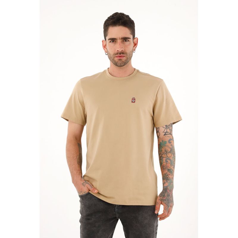 TENNIS - Camiseta básica con estampado café para hombre