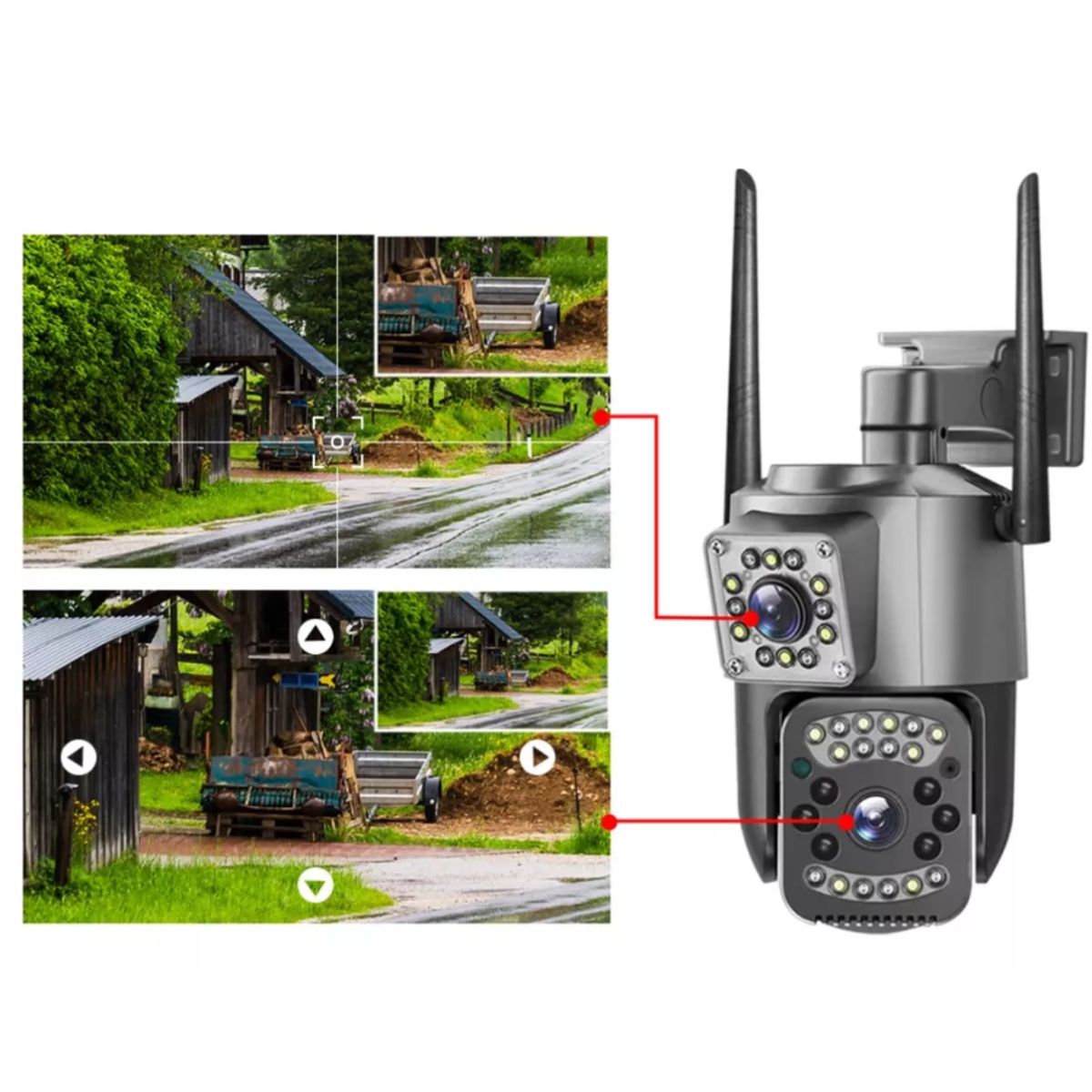 GENERICO - Cámara Ip Exterior Doble Lente Wifi Vision Nocturna 360 V380