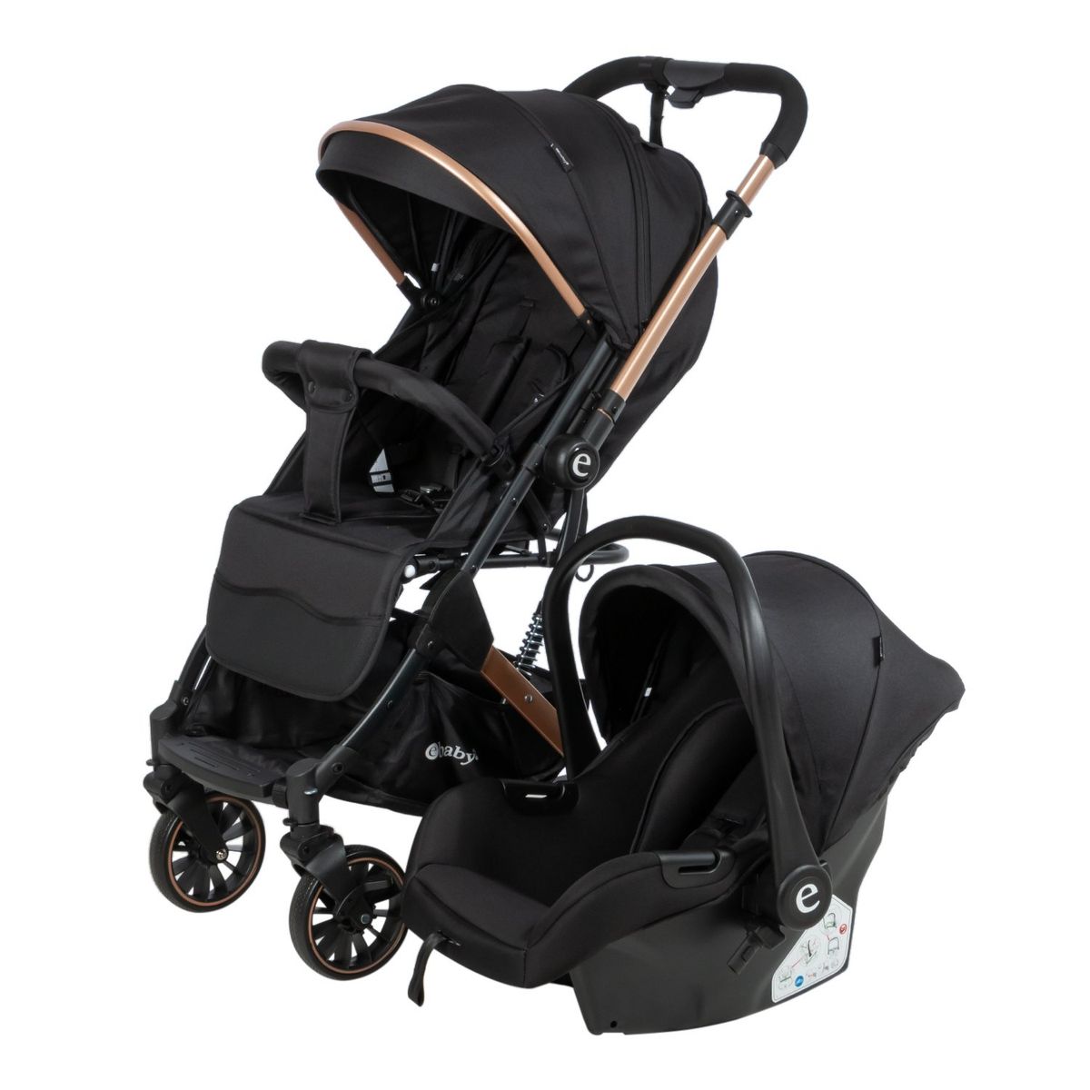 EBABY - Coche Maleta Reversible+ Portabebé SPARROW EB170 Negro