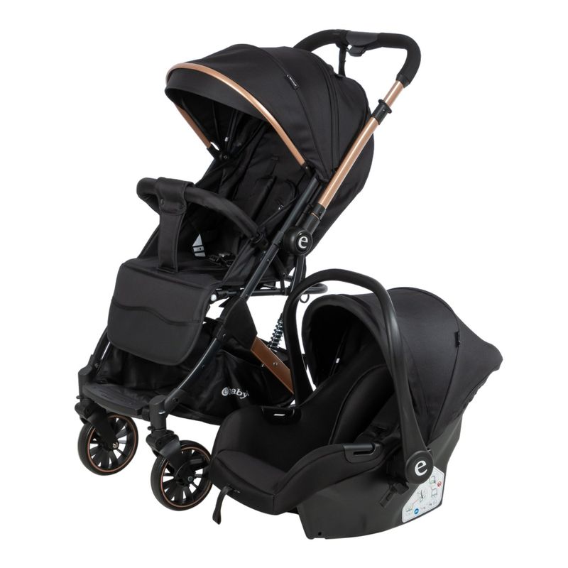 EBABY - Coche Maleta Reversible+ Portabebé SPARROW  EB170 Negro