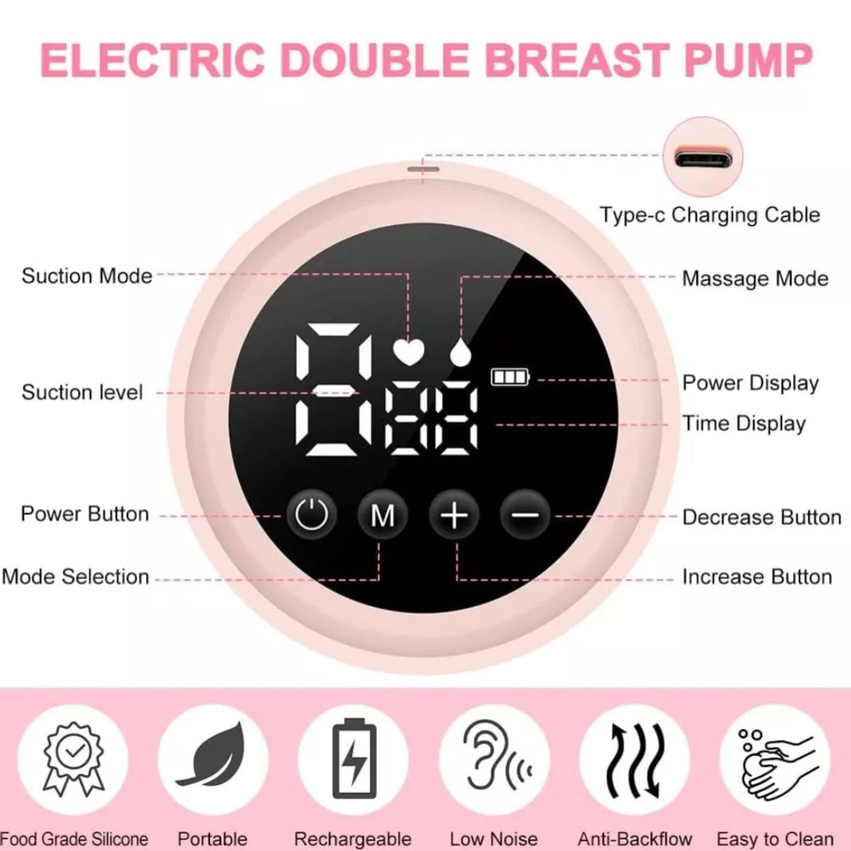 GENERICO - Extractor Eléctrico Doble Leche Materna Para Bebe Recargable