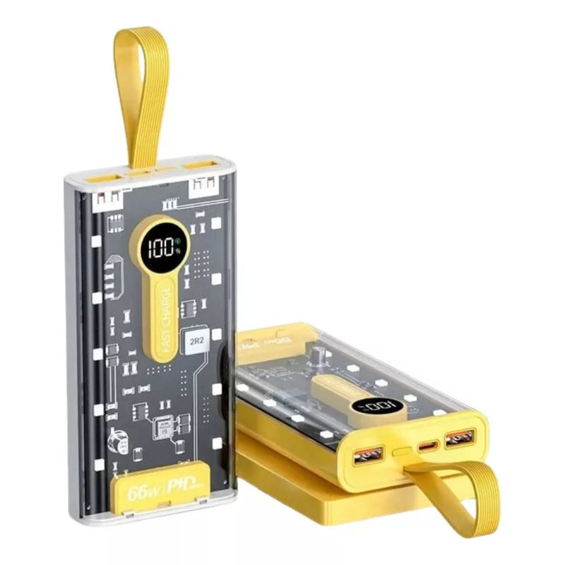 GENERICO - Power Bank Transparente Multipuertos Usb Tipo-C