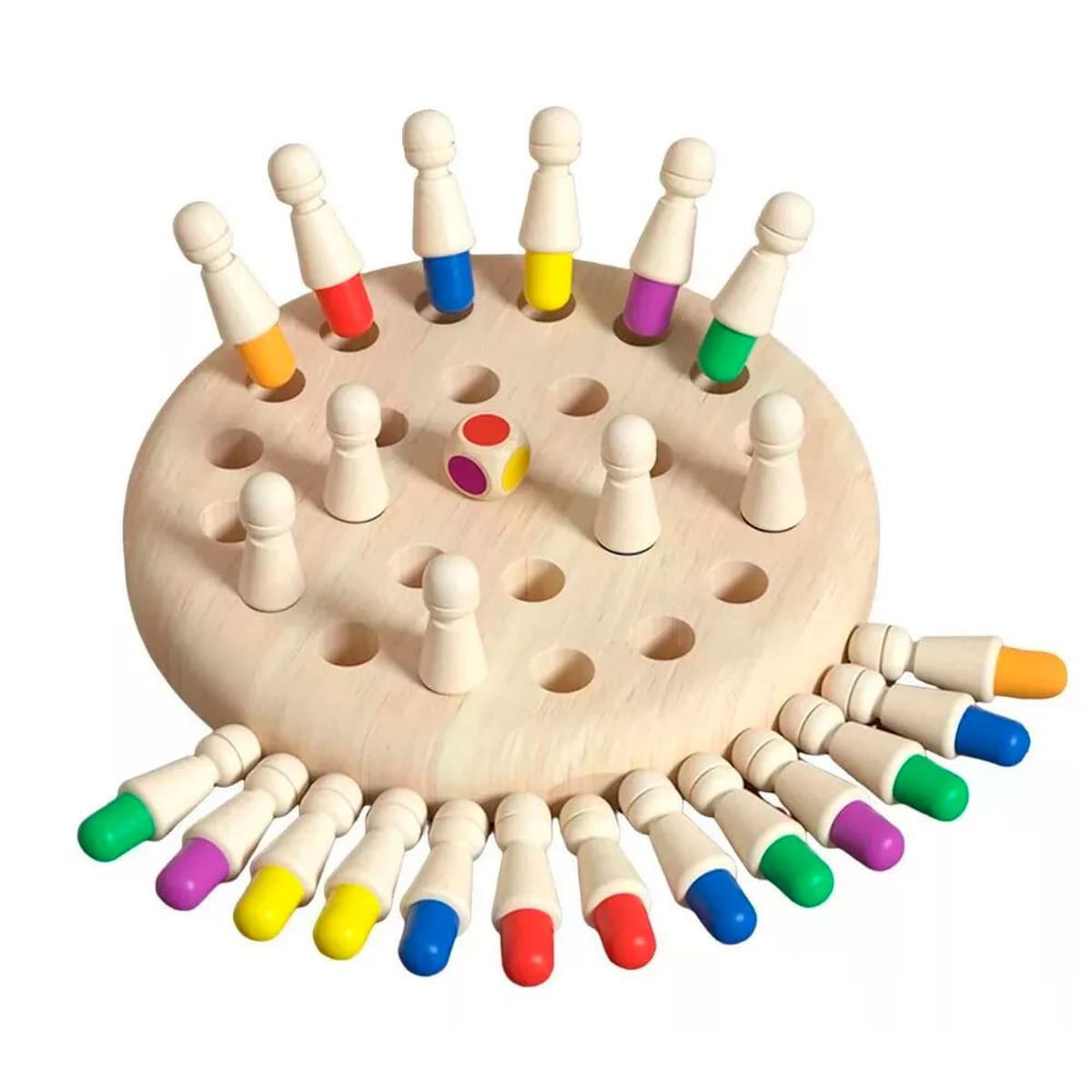 GENERICO - Juego De Memoria Para Niños En Madera - Fichas De Colores