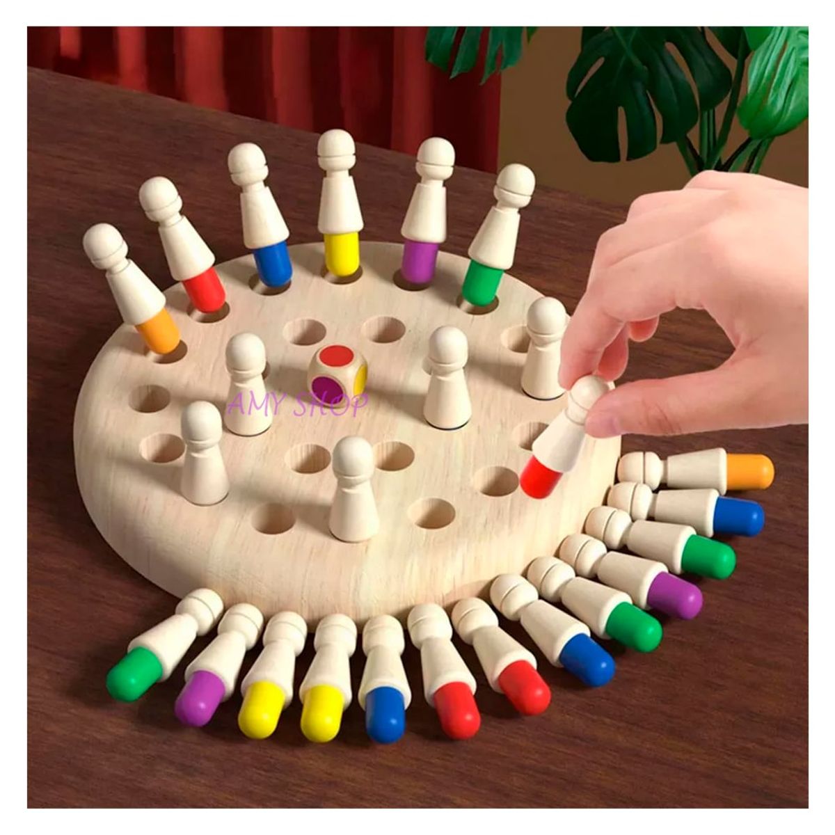 GENERICO - Juego De Memoria Para Niños En Madera - Fichas De Colores