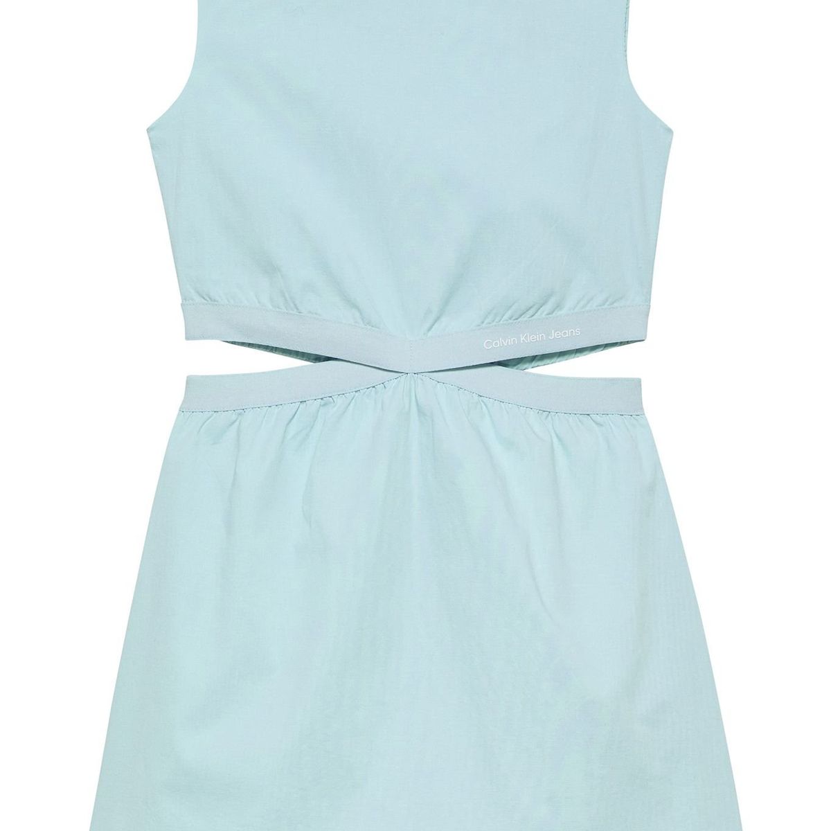 CALVIN KLEIN - Vestido azul minimalista sin mangas con logo tape para niña Calvin Klein