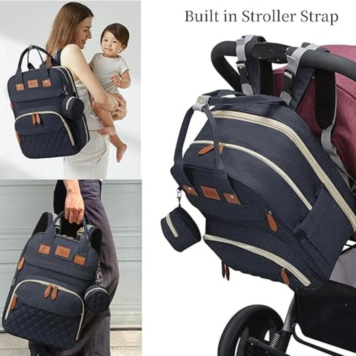 MILOPTS - Morral Pañalera Portatil Bebe Cuna Cambiador Impermeable