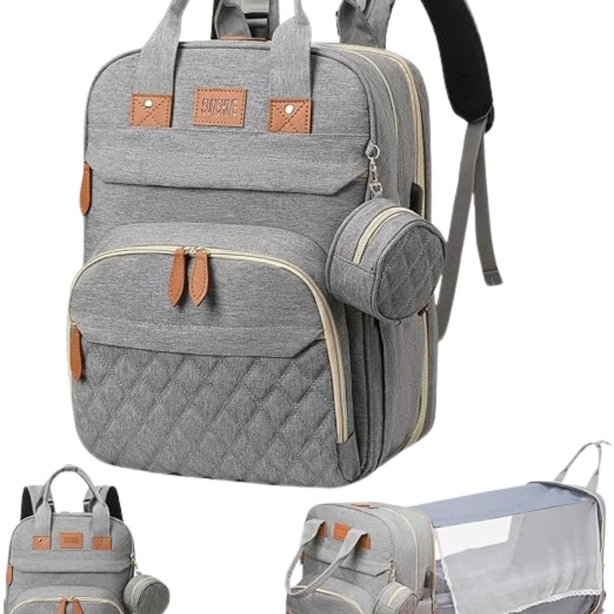 MILOPTS - Morral Pañalera Portatil Bebe Cuna Cambiador Impermeable