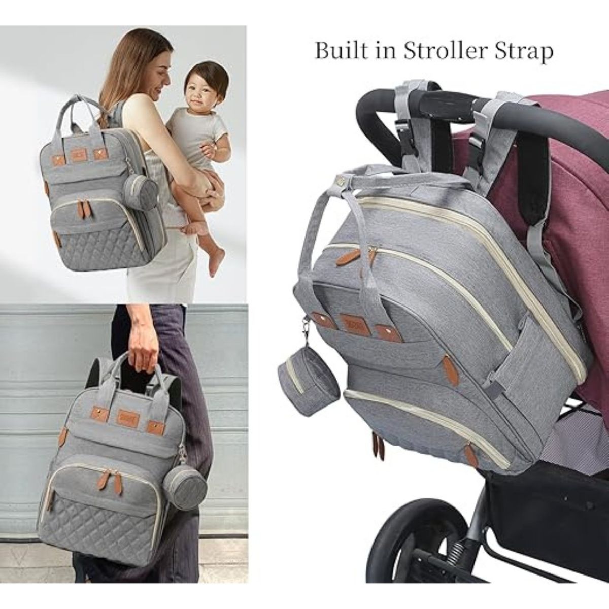 MILOPTS - Morral Pañalera Portatil Bebe Cuna Cambiador Impermeable