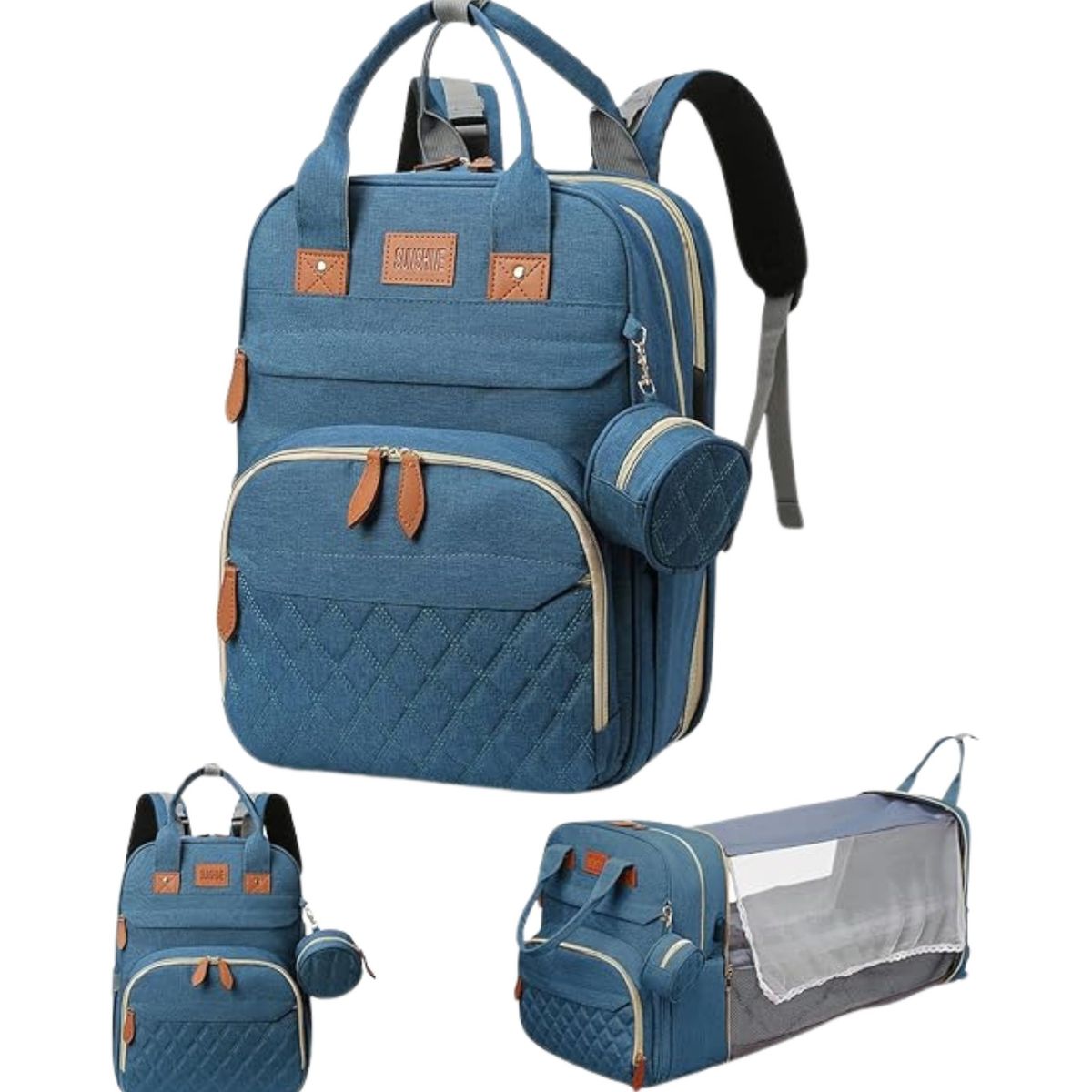 MILOPTS - Morral Pañalera Portatil Bebe Cuna Cambiador Impermeable