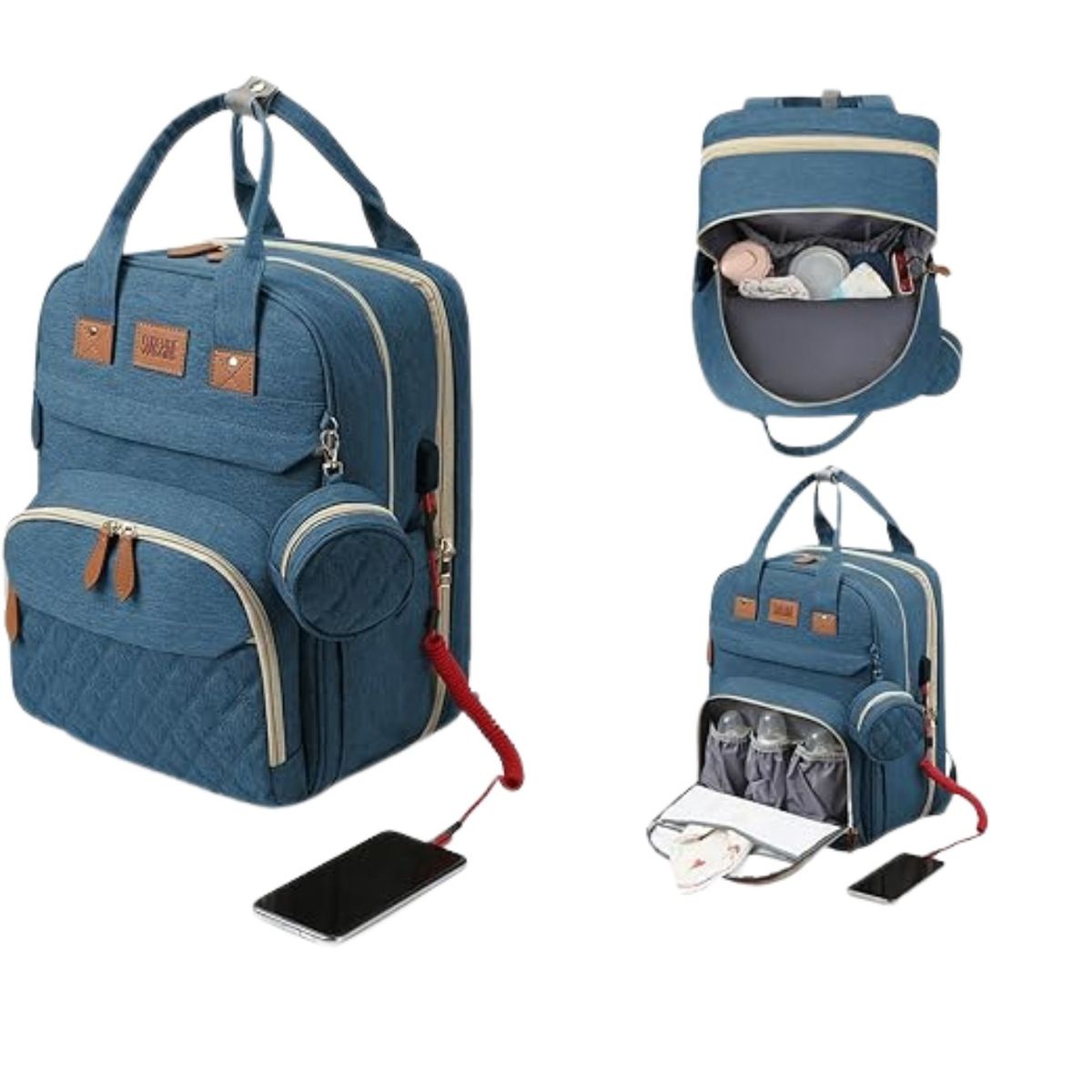 MILOPTS - Morral Pañalera Portatil Bebe Cuna Cambiador Impermeable