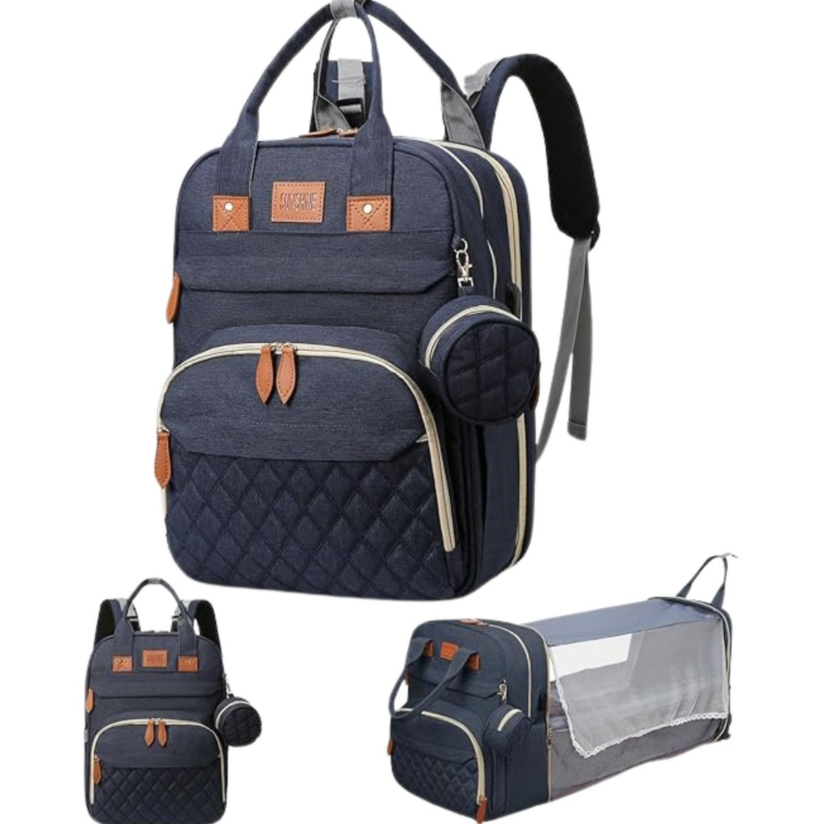 MILOPTS - Morral Pañalera Portátil Bebe Cuna Cambiador Impermeable