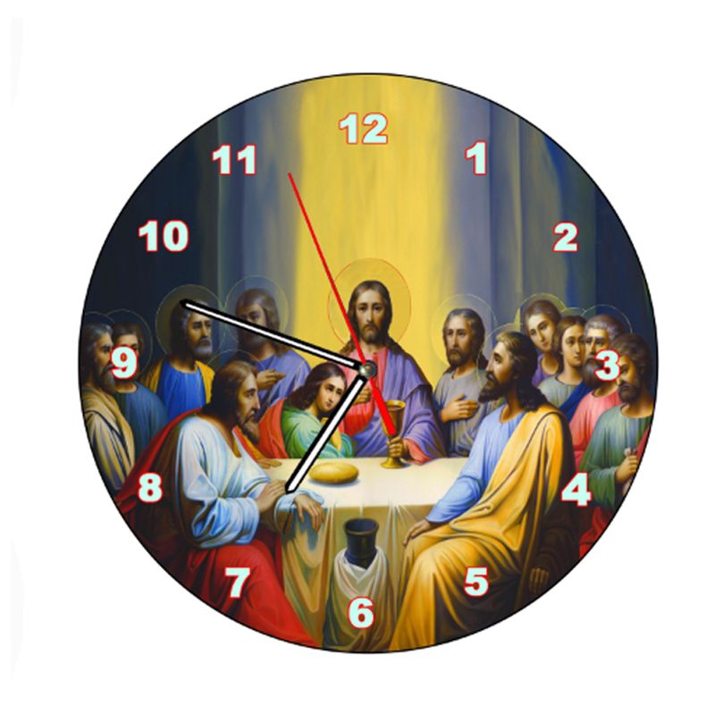 GENERICO - Reloj de Pared Ultima Cena Redondo Imagen Digital y Madera MDF