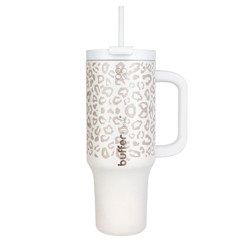 BUFFER FLASK - Termo Vaso Termico Con Pitillo 1,2 lt Buffer Acero Inox - Blanco