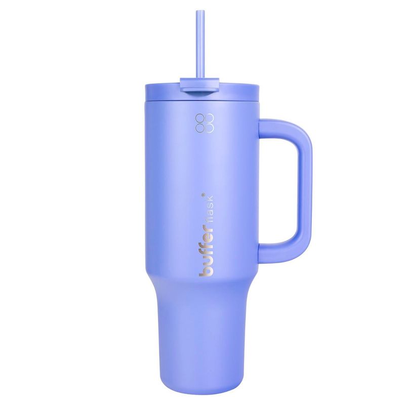 BUFFER FLASK - Termo Vaso Termico Con Pitillo 1,2 lt Buffer Acero Inox - Celeste