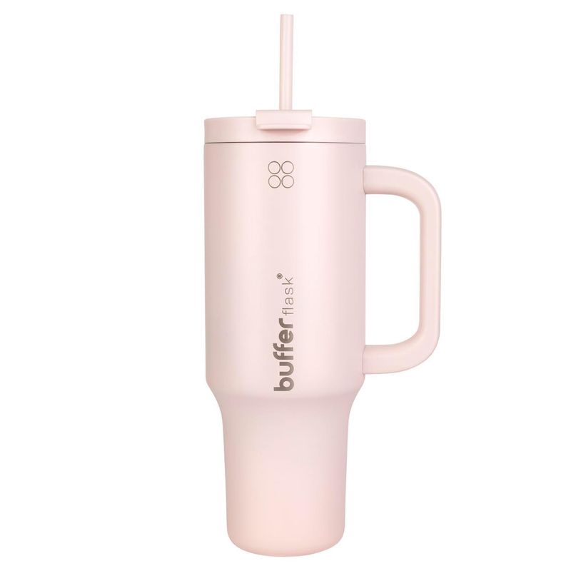 BUFFER FLASK - Termo Vaso Termico Con Pitillo 1,2 lt Buffer Acero Inox - Rosa claro