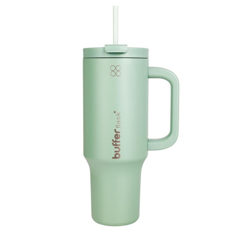 BUFFER FLASK - Termo Vaso Termico Con Pitillo 1,2 lt Buffer Acero Inox - Verde