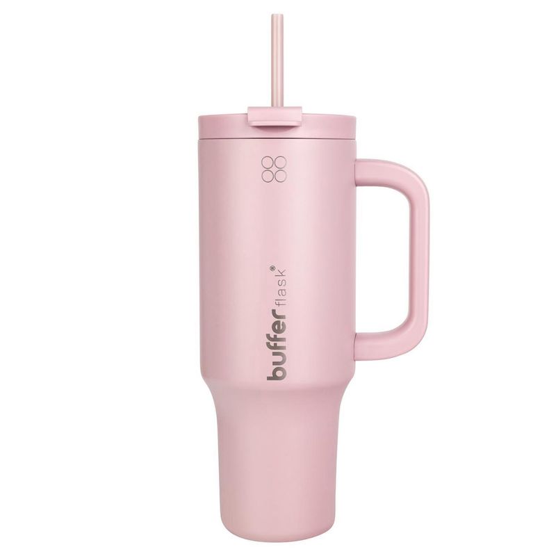 BUFFER FLASK - Termo Vaso Termico Con Pitillo 1,2 lt Buffer Acero Inox - Rosa