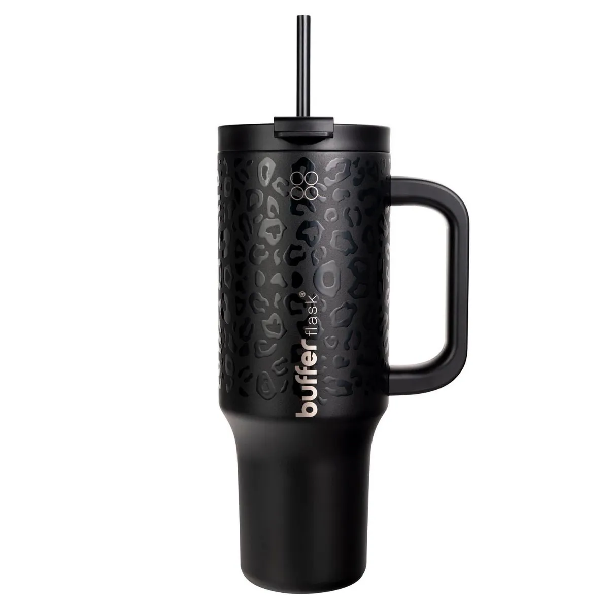 BUFFER FLASK - Termo Vaso Termico Con Pitillo 1,2 lt Buffer Acero Inox - Negro