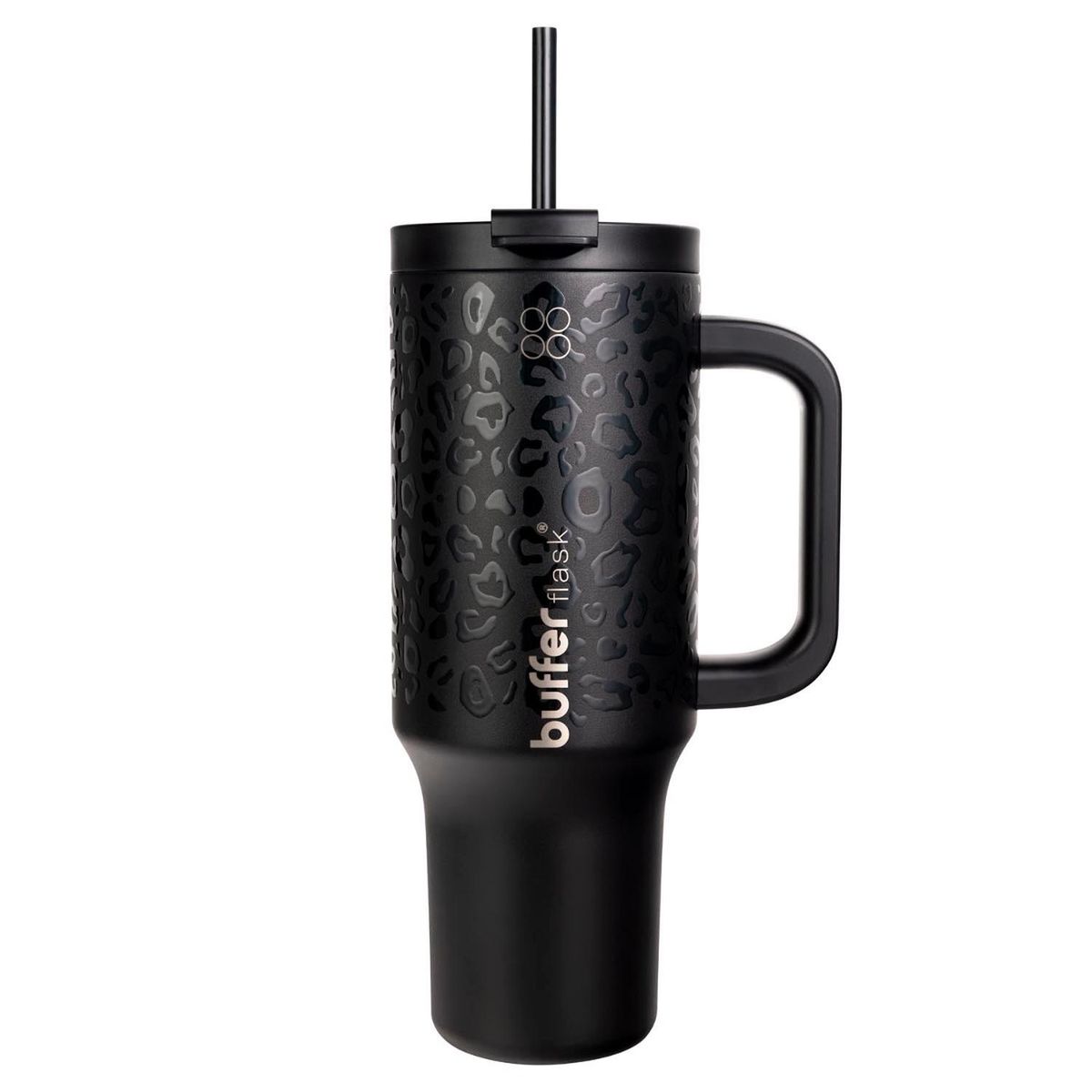 BUFFER FLASK - Termo Vaso Termico Con Pitillo 1,2 lt Buffer Acero Inox - Negro
