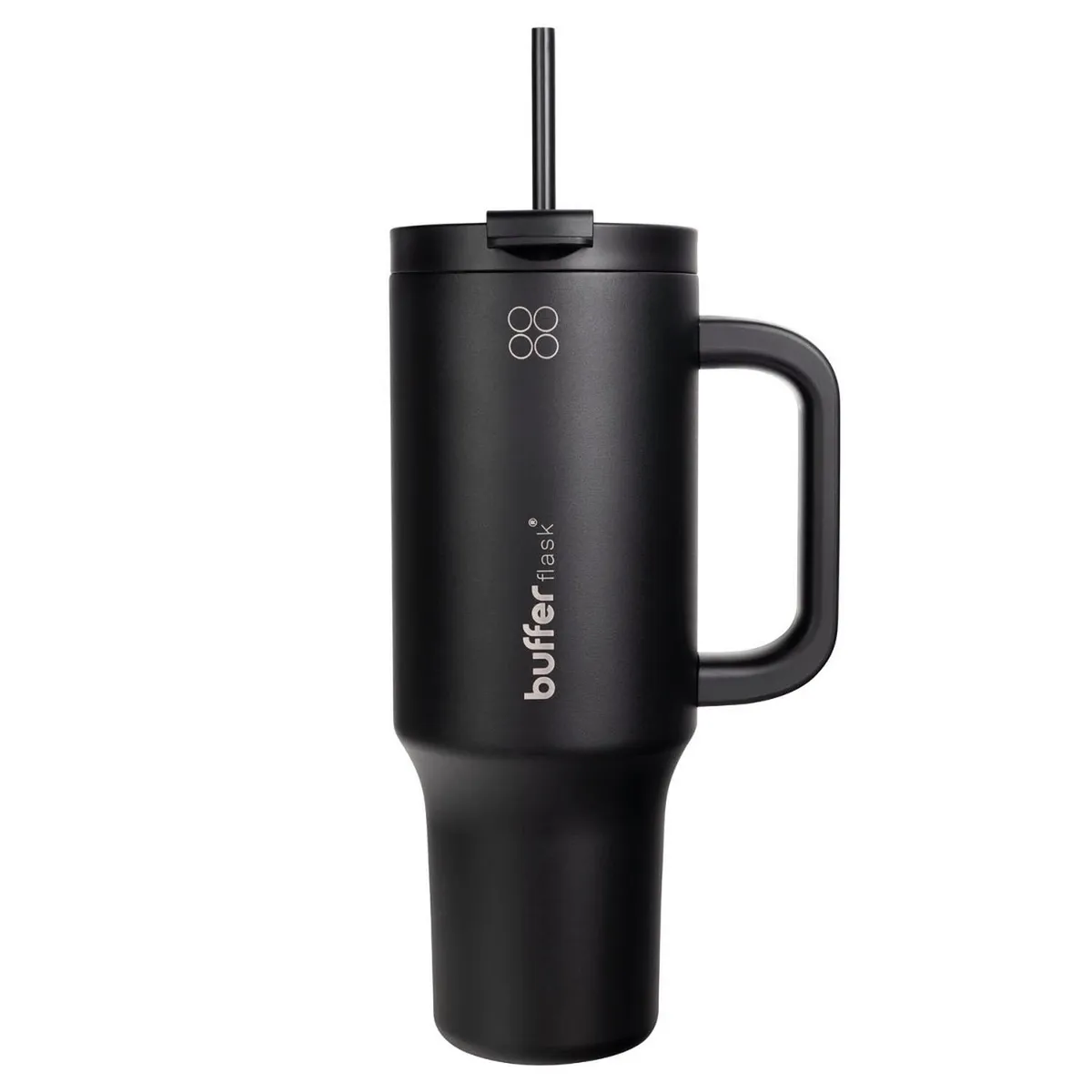 BUFFER FLASK - Termo Vaso Termico Con Pitillo 1,2 lt Buffer Acero Inox - Negro