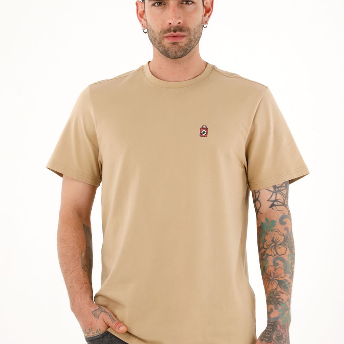 TENNIS - Camiseta básica con estampado café para hombre