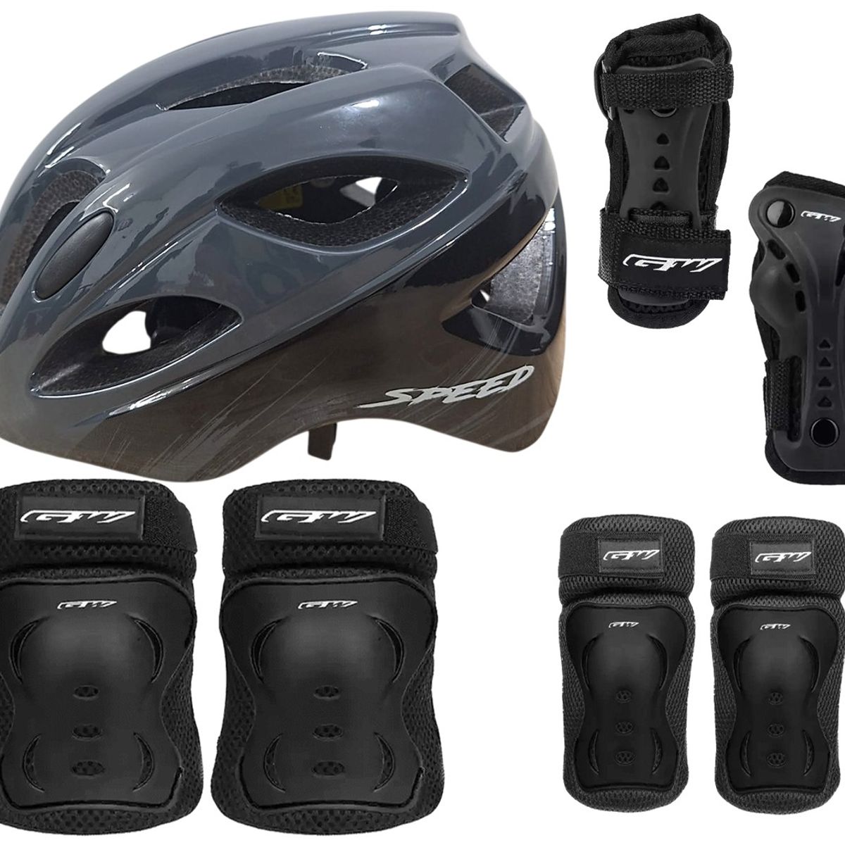 ON TRAIL - Casco + Protectores Niño Niña Bicicleta Patinaje Monopatin