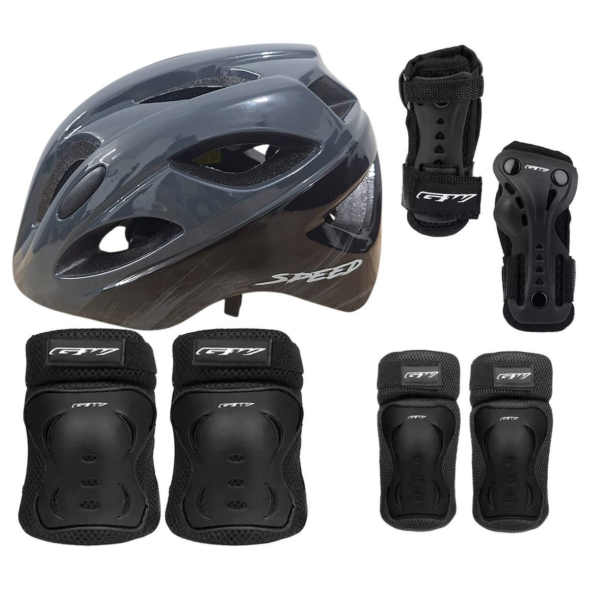 ON TRAIL - Casco + Protectores Niño Niña Bicicleta Patinaje Monopatin
