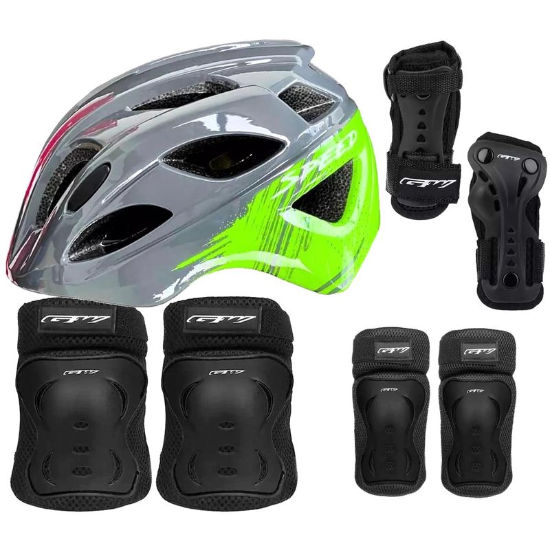 ON TRAIL - Casco + Protectores Niño Niña Bicicleta Patinaje Monopatin