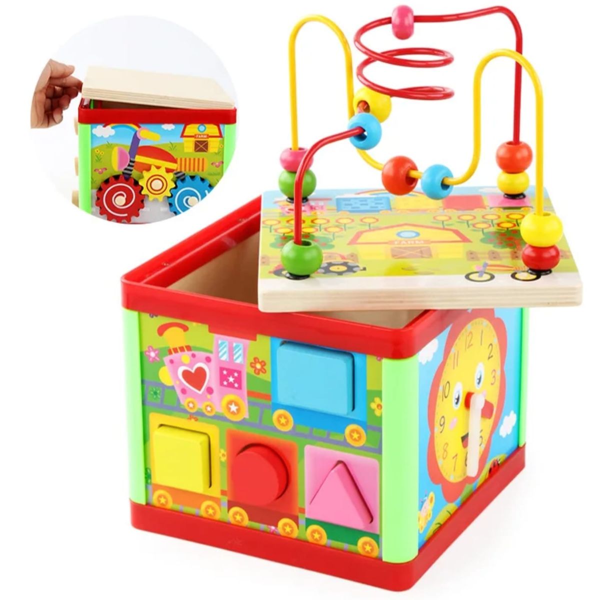 GENERICO - CUBO DIDACTICO MADERA ESTIMULACION JUGUETE LABERINTO BEBES