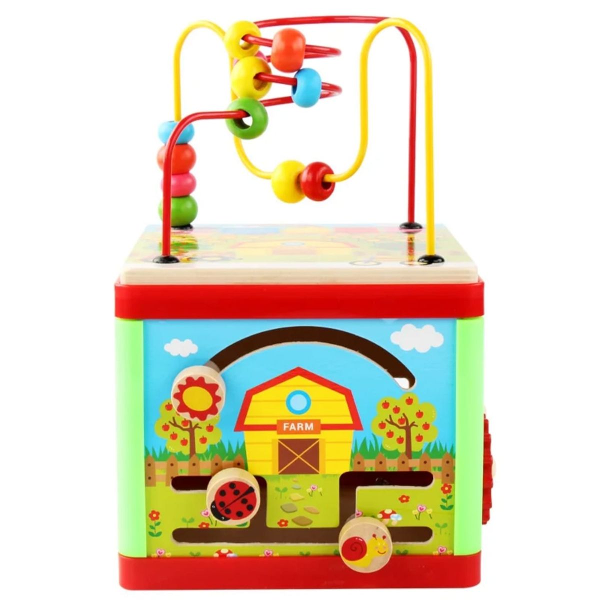 GENERICO - CUBO DIDACTICO MADERA ESTIMULACION JUGUETE LABERINTO BEBES