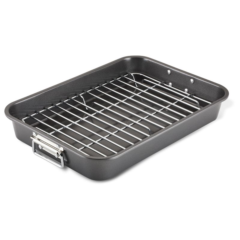 FARBERWARE - Bandeja Rostizadora con parrilla plana 279cmx381cm Gris Farberware