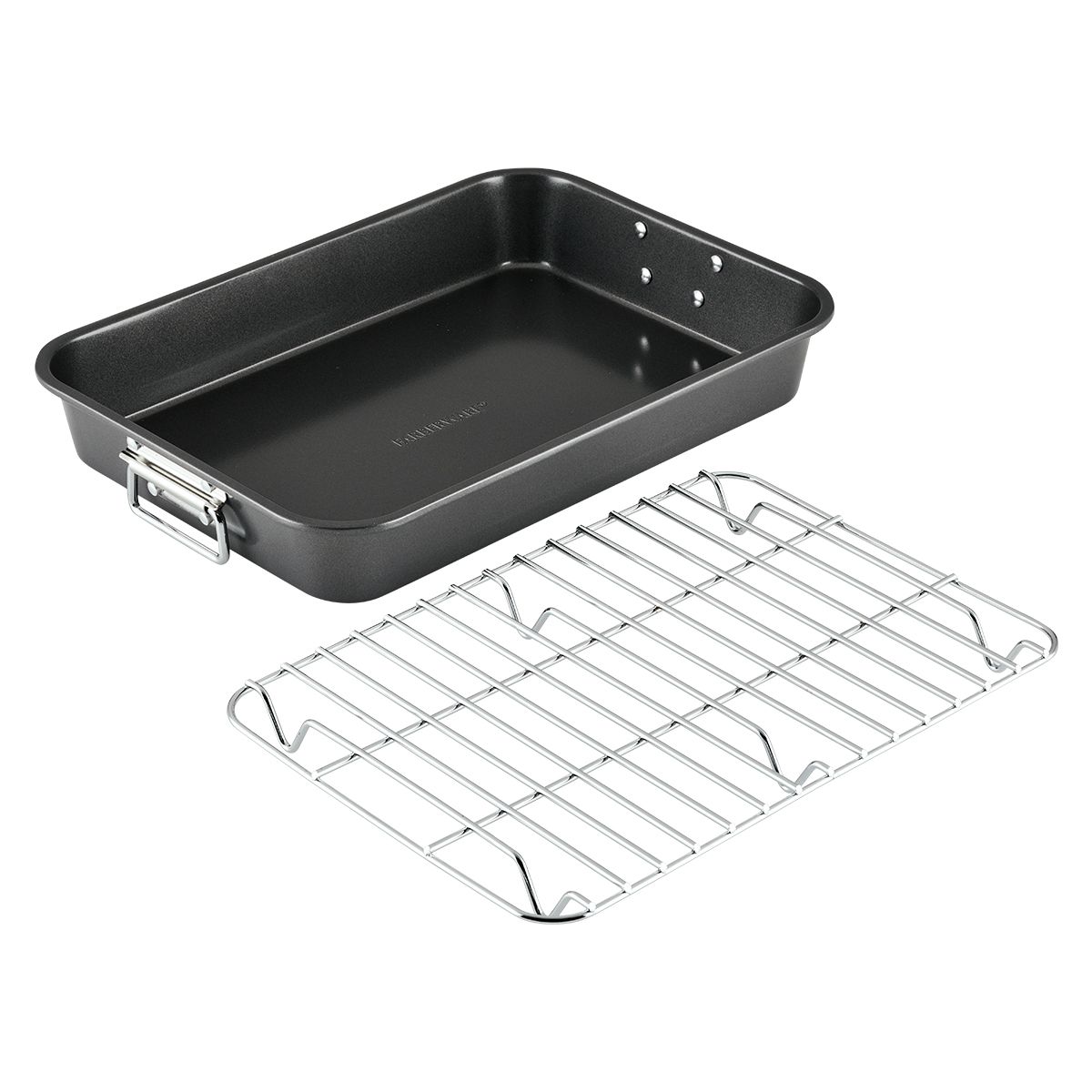 FARBERWARE - Bandeja Rostizadora con parrilla plana 279cmx381cm Gris Farberware