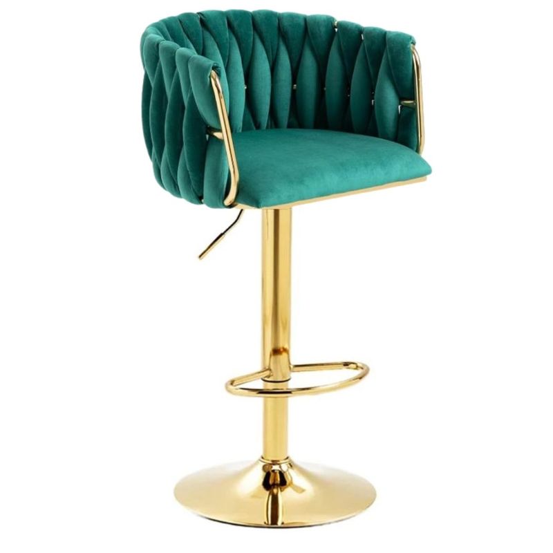 MOBLIHOUSE - Silla De Bar Verde Moderna De Terciopelo London Base Dorada