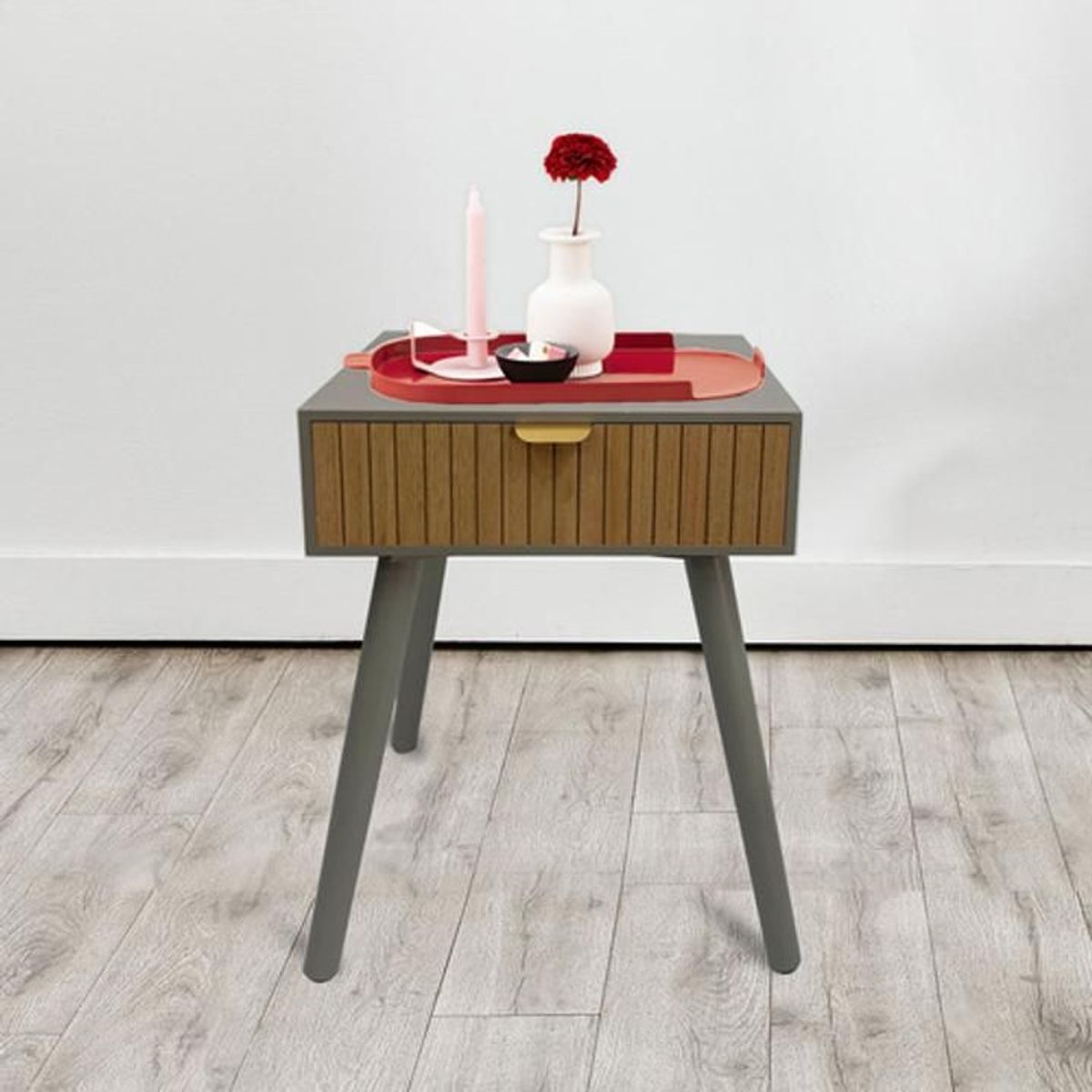 DIMATEX LEON - Mesa De Noche De Madera Nochero De Un Cajón Refmalaga