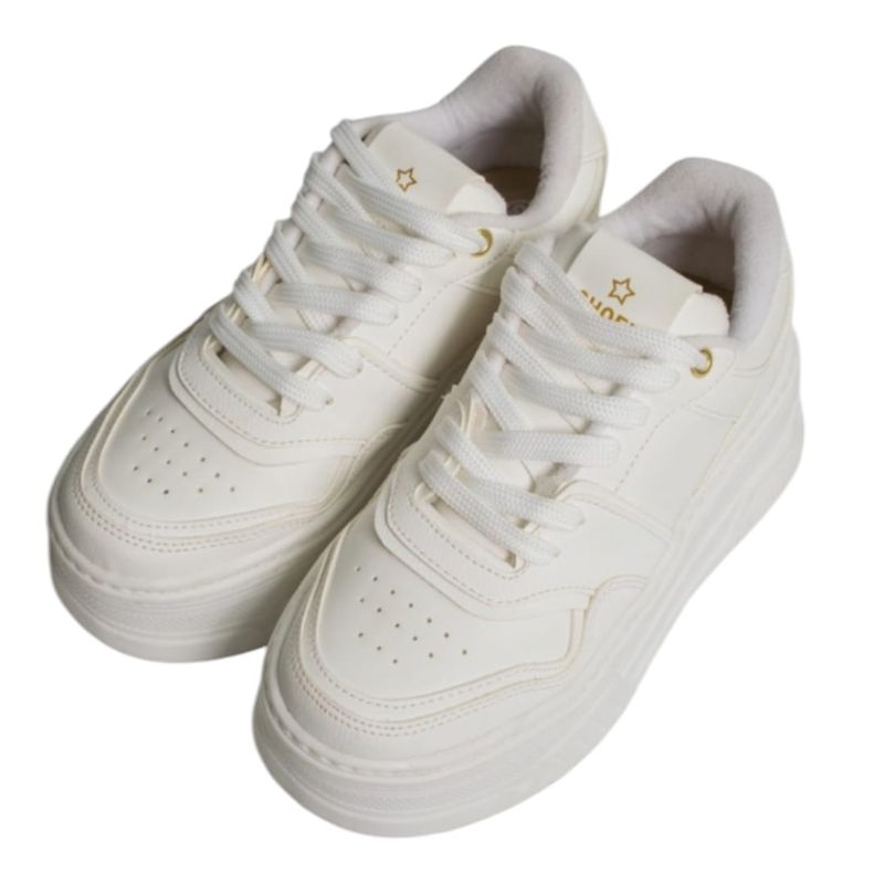EVEGONZ - Zapatos Con Plataforma Tenis Casual Blanco de Moda