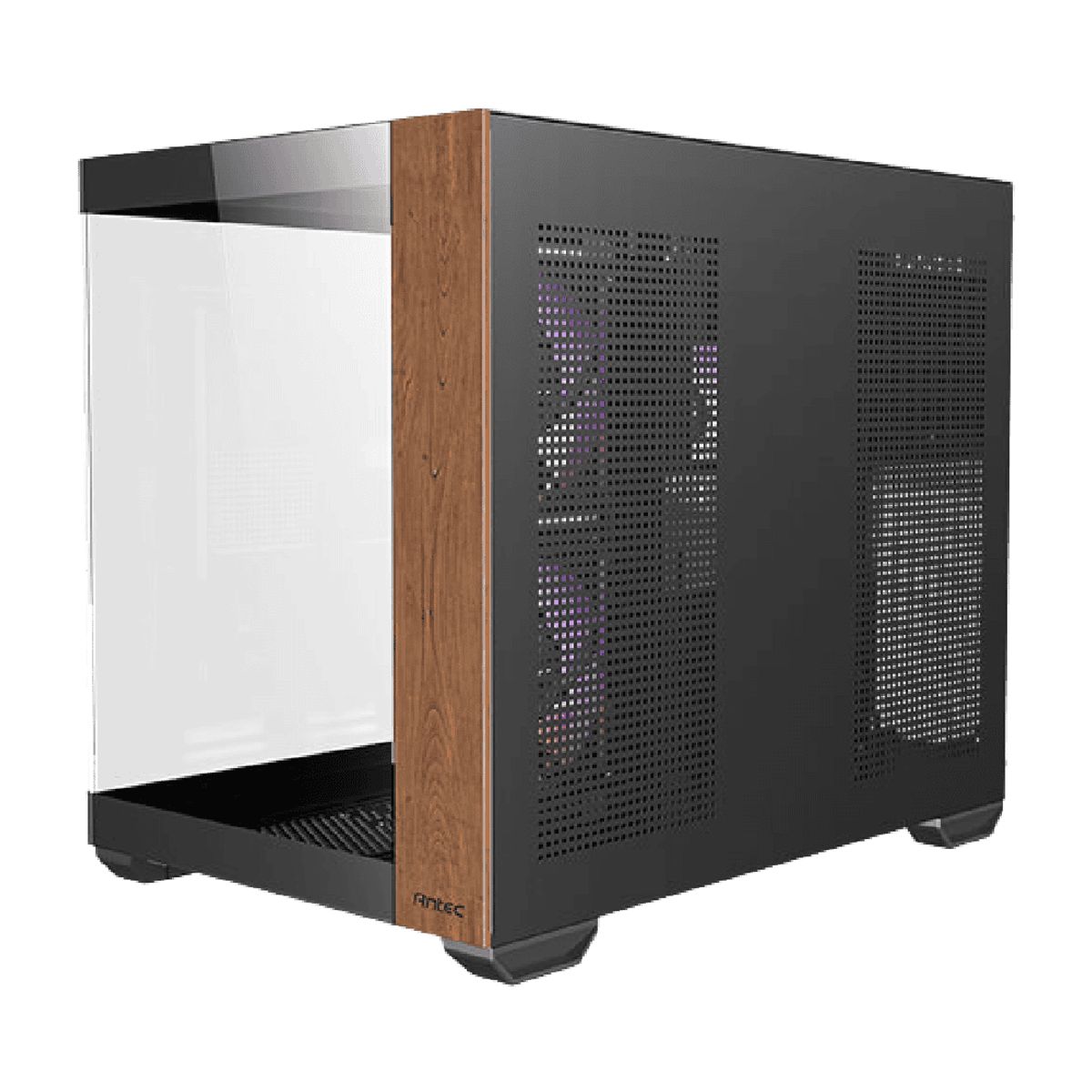 GENERICO - Chasis Antec Cx600m Wood Madera Vidrio Templado + 3 Argb Negra