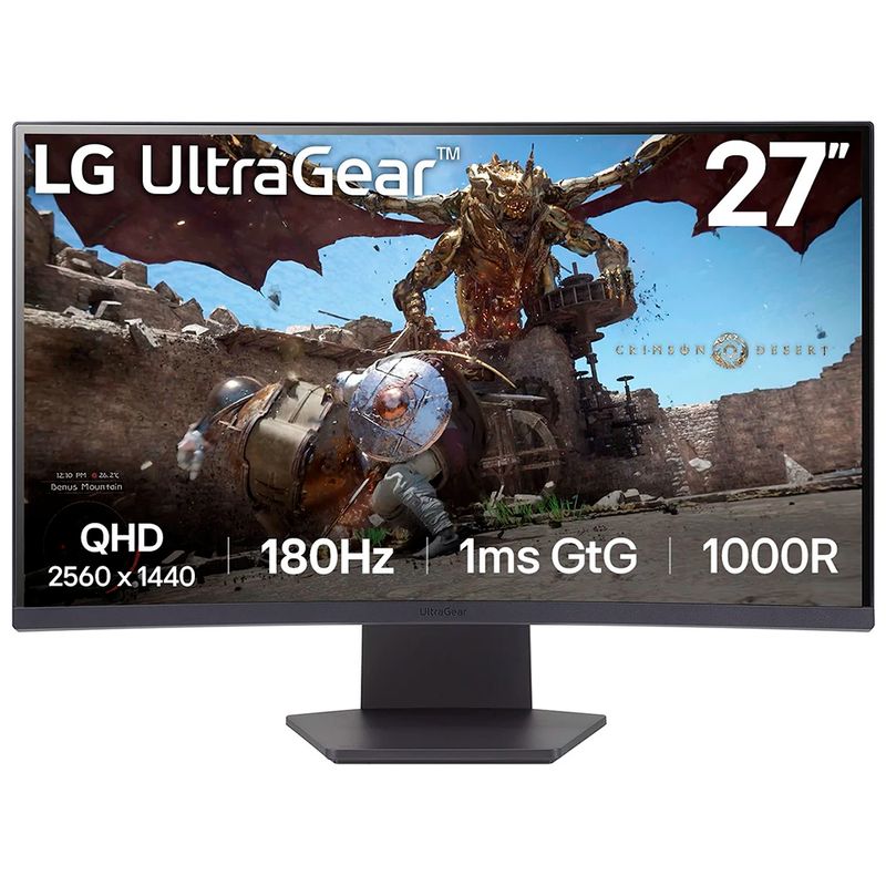 LG - Monitor Curvo Gamer LG 27 UltraGear QHD VA 180Hz 1ms GTG 27GS60QC-B