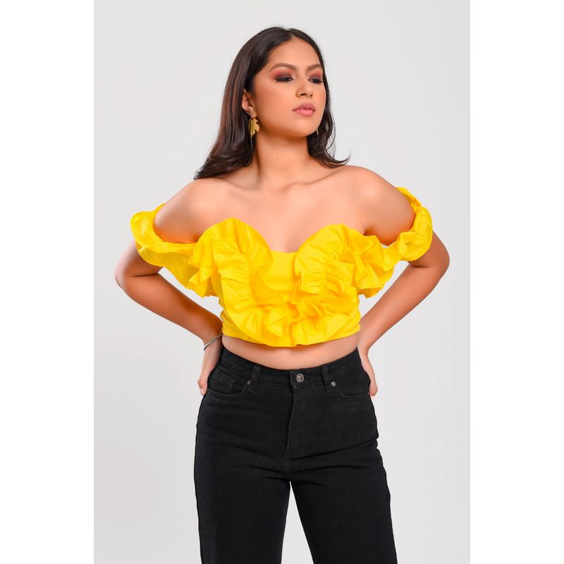 RAGTEX - CROP TOPS CORTO ARRUCHADO MUJER RAGTEX AMARILLO R-1005