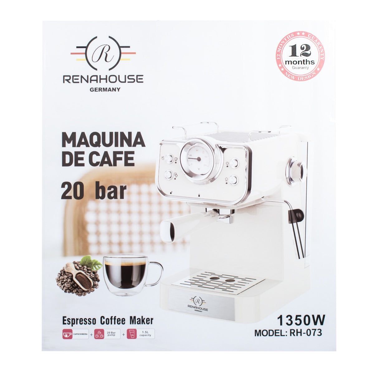 RENAHOUSE - Maquina Para Café Expreso Capuchino 20bar Renahouse 15litro