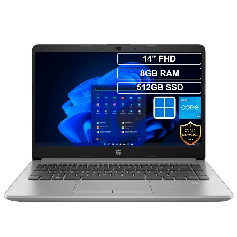HP - Portátil HP 240 G9 Core i5 1235U 8GB 512GB HD 14 Win 11 Pro