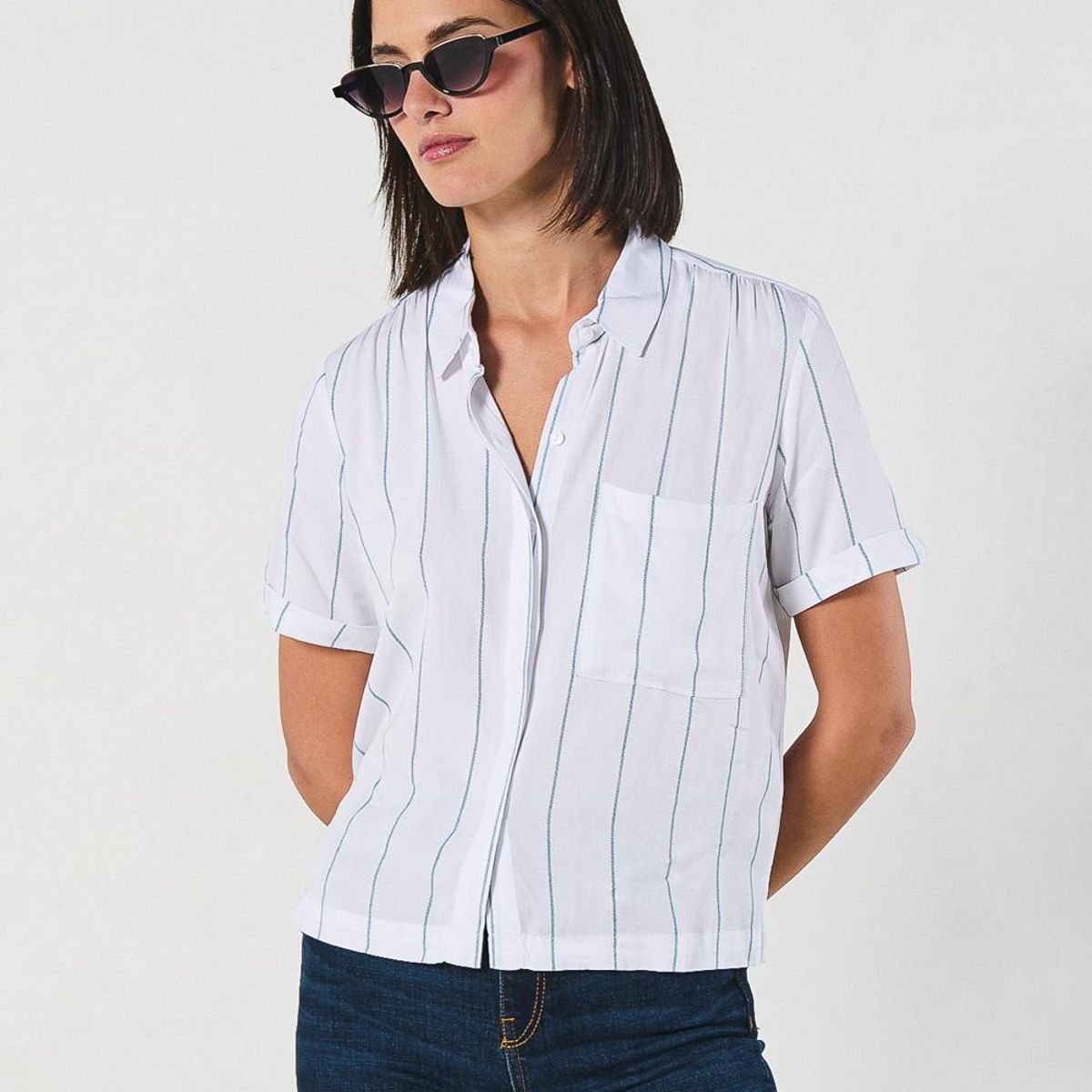 KOAJ - KOAJ BLUSA CAMISERA MANGA CORTA  CON BOLSILLO Mujer