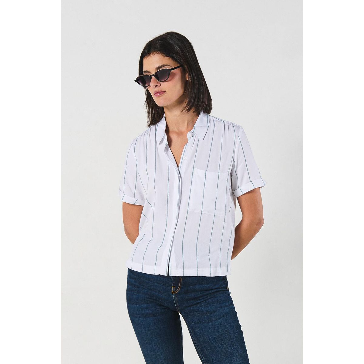 KOAJ - KOAJ BLUSA CAMISERA MANGA CORTA  CON BOLSILLO Mujer